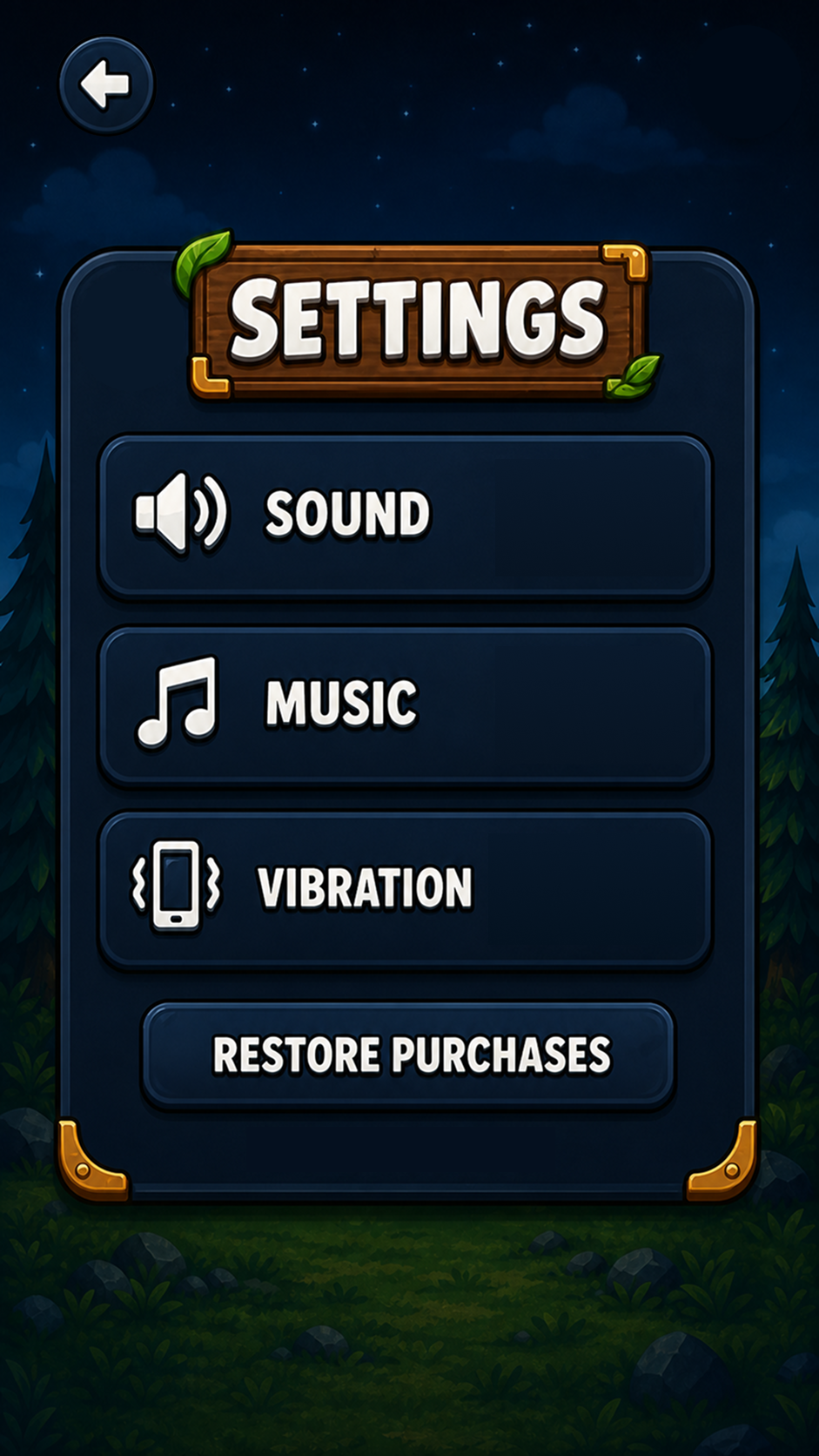Settings screen.