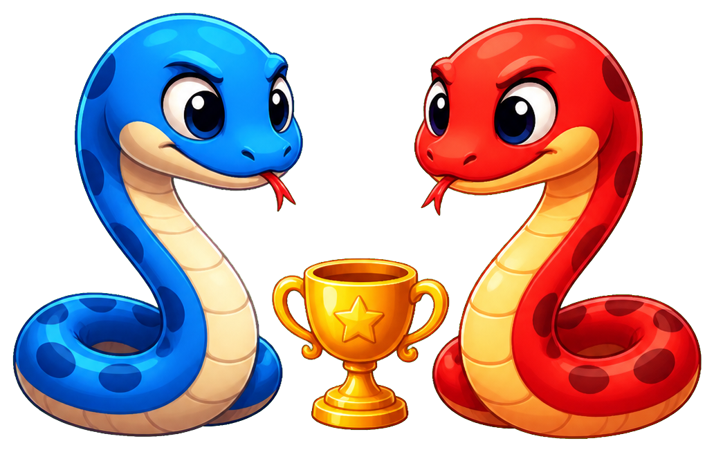 Two snakes facing off in an arena