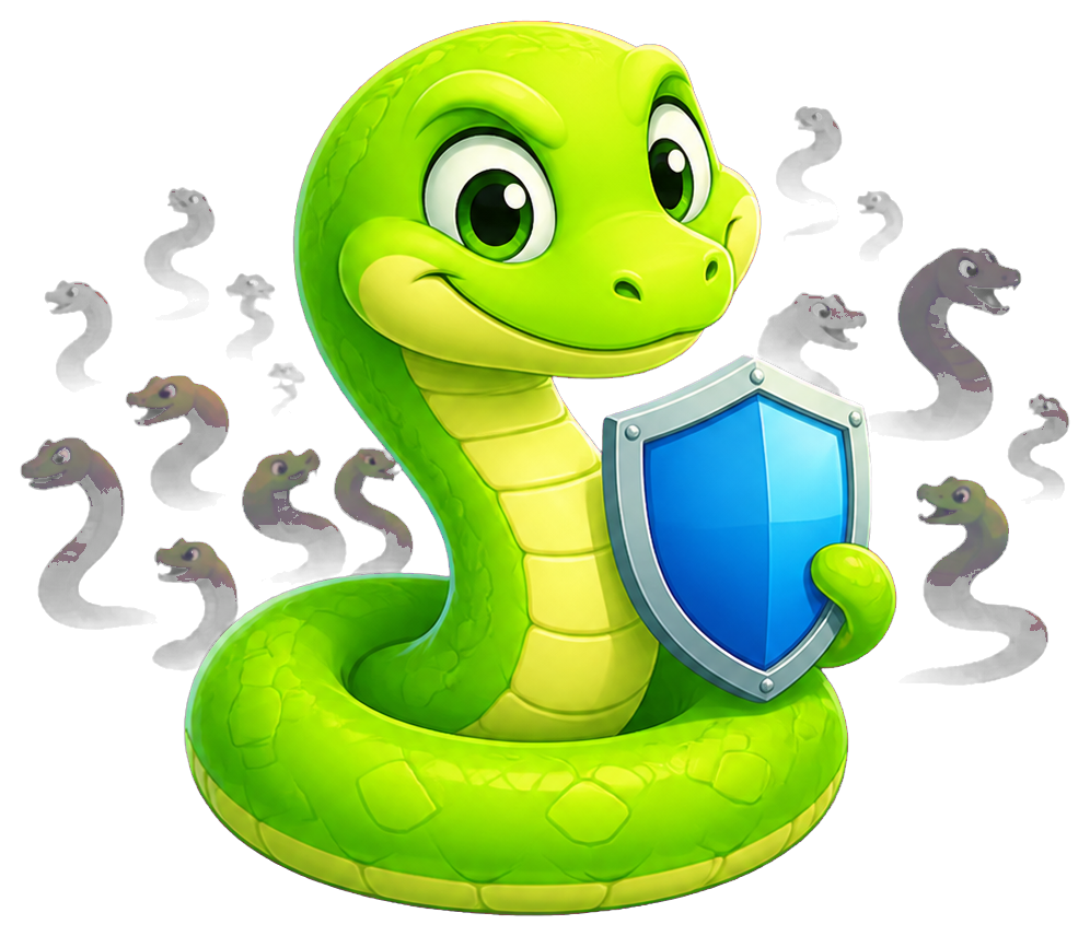 Snake protecting itself with a shield